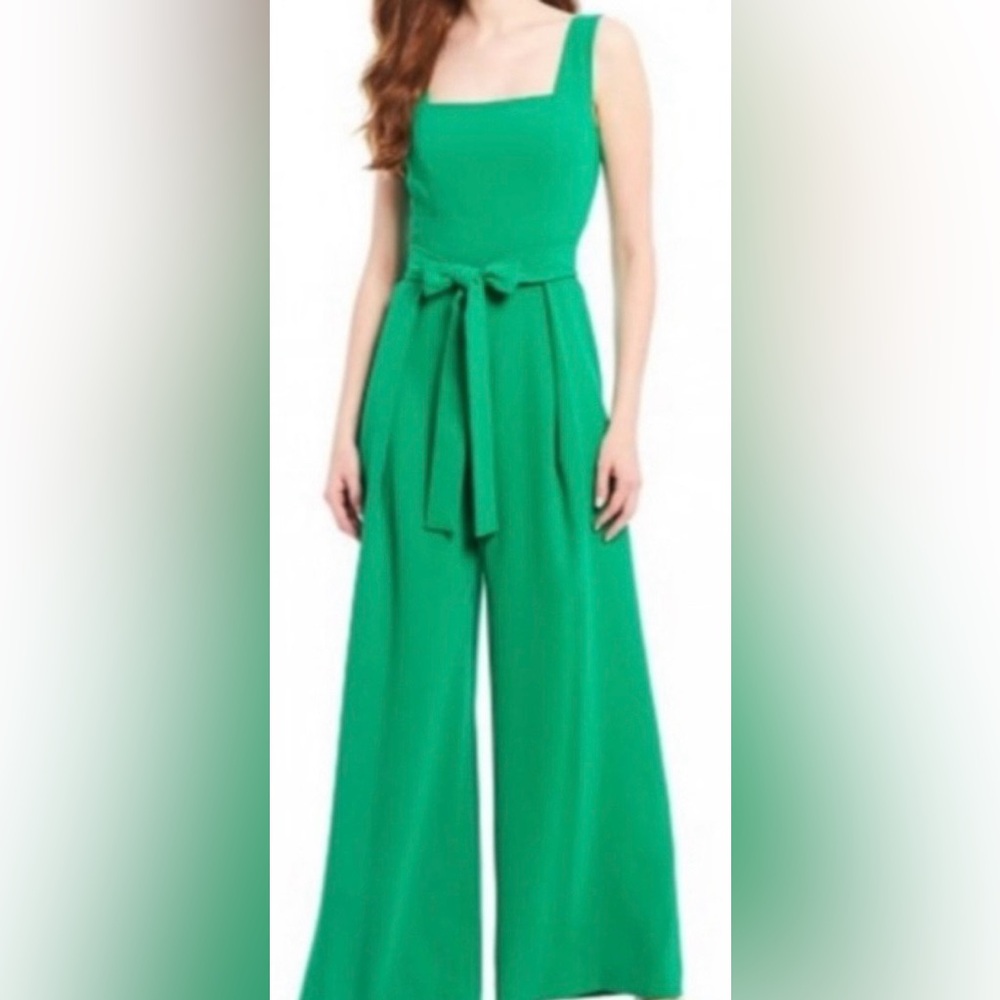 Antonio Melani Green Wide-Leg Jumpsuit with Self Tie Belt
